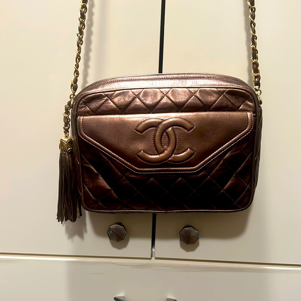 Chanel Brown Quilted Crossbody Bag with Iconic CC Logo